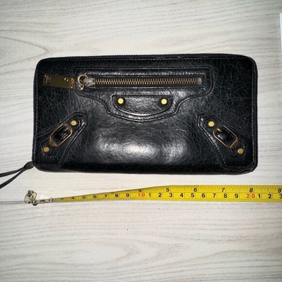 Balenciaga Le City or Motor City long zip-around black wallet in lambskin leathe - Picture 6 of 7